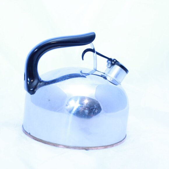 Revere Ware 1801 2QT Stainless Whistling Teapot Copper Bottom Kettle - Picture 3 of 10